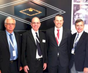 (Pictured from L-R: Bill Beyer, Steve Evans Sr., Steve Evans Jr., and Andy Halasz at the Amerex Fire International booth in London, England)